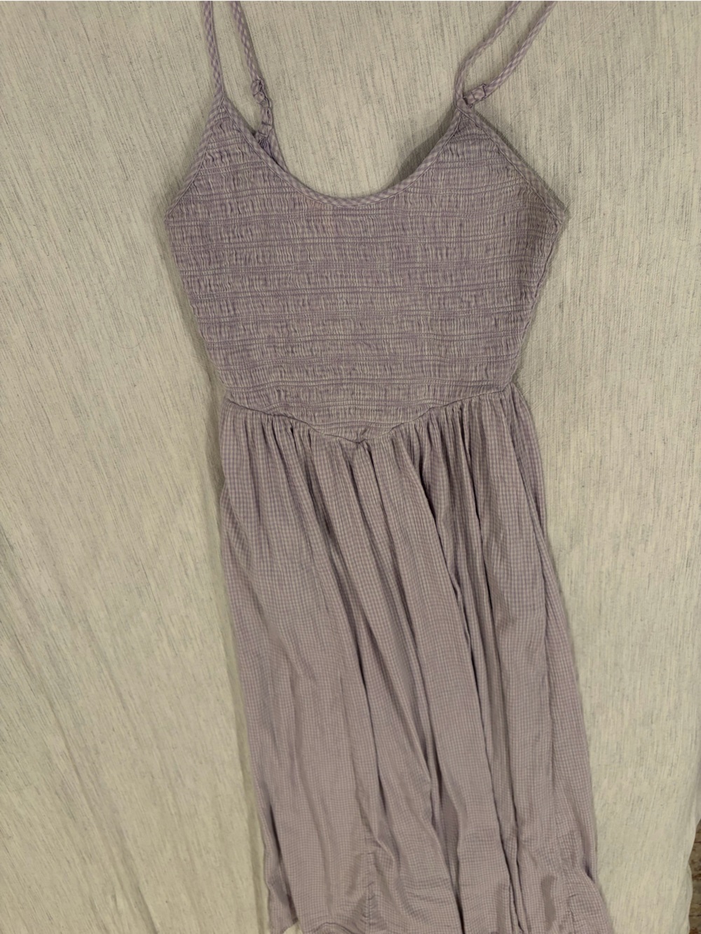 Aerie at the barre smocked midi dress purple gingham